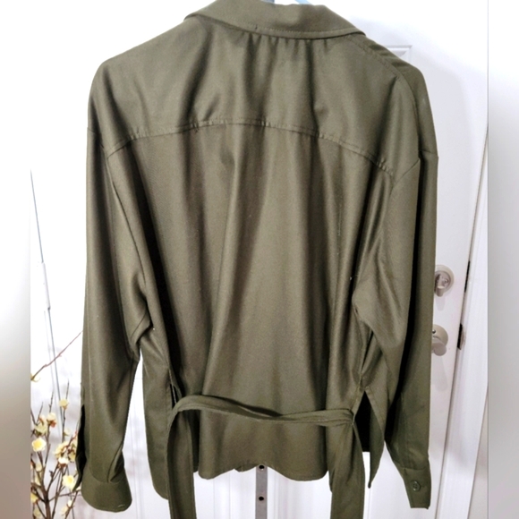Zara Belted Green Pocket Jacket Size XL - Picture 2 of 12